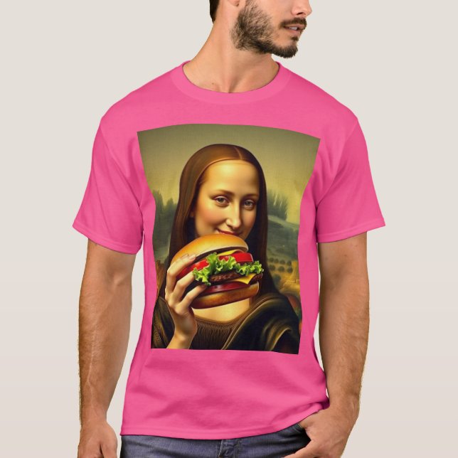 Camiseta Engraçado Mona Lisa Burger T-Shirt (Frente)