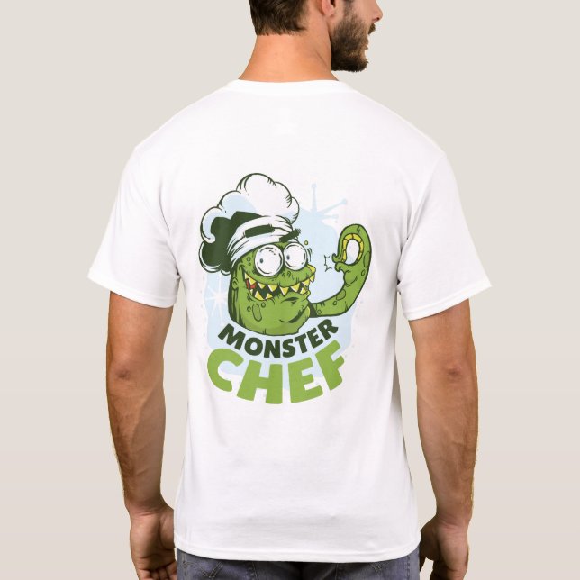 Camiseta Engraçado Monstro Chef Kraken Octpous Monster (Verso)