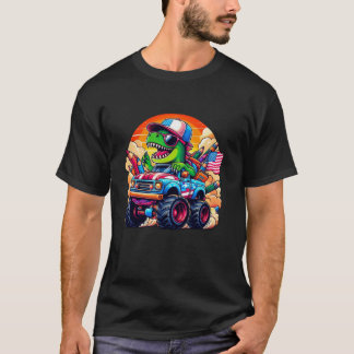 Camiseta Engraçado Monstro Coluna de Caminhões Dinossauro T
