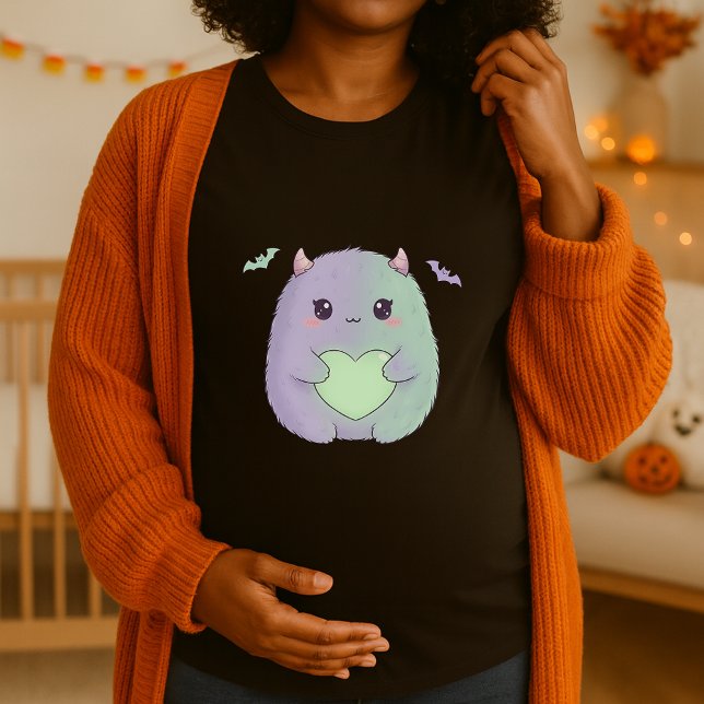 Camiseta Engraçado Monstro Kawaii Gravidez Bonita Halloween (Criador carregado)