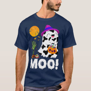 Camiseta Engraçado Moo Ghost Cow & Witat Halloween Co
