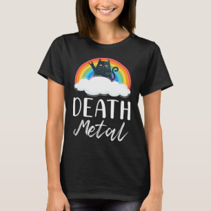 Camiseta Engraçado Morte de Metal Gato Arco-Íris Música 