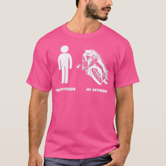Camiseta Engraçado Motorcycle Rider Meu Namorado Moto Biker
