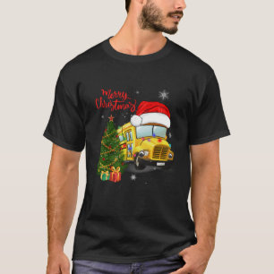 Camiseta Engraçado motorista de ônibus escolares Santa Hat