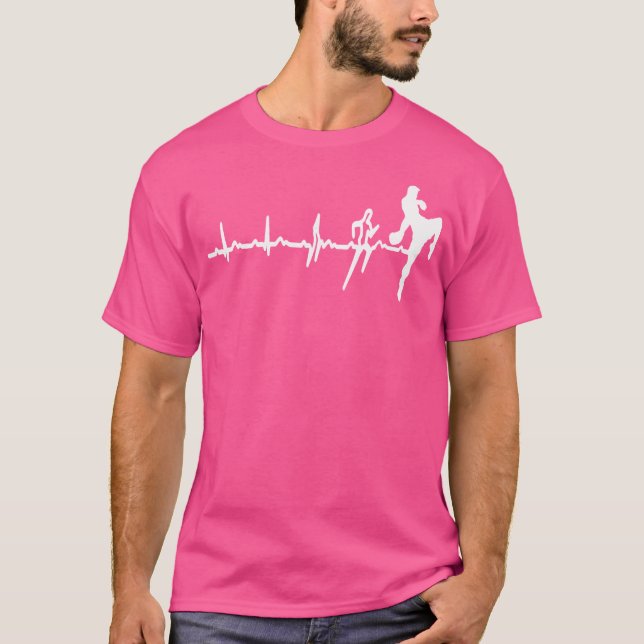 Camiseta Engraçado Muay Tailandês Heartbeat Amor Kickboxing (Frente)