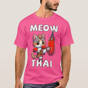 Camiseta Engraçado Muay Thai Meow Tailandês Boxando Muay Th