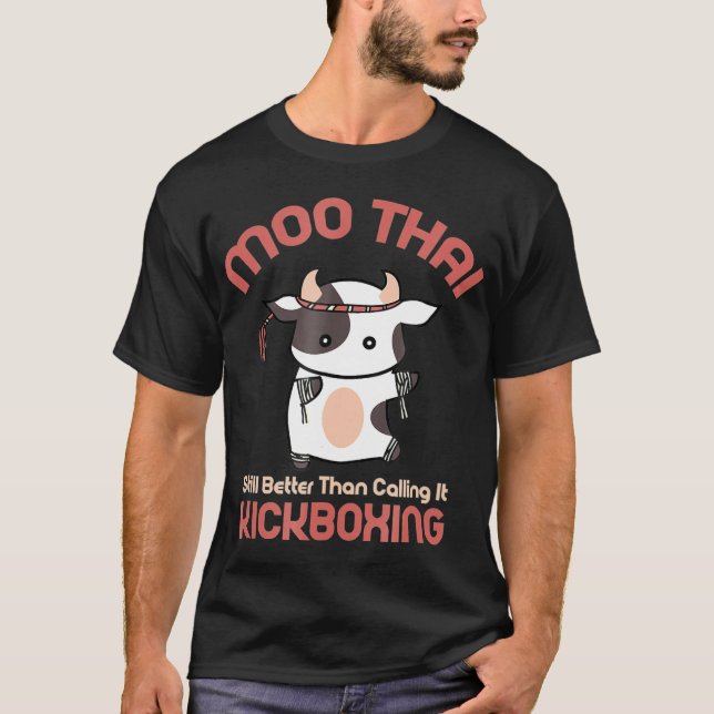 Camiseta Engraçado Muay    ThaiMoo Tailandês Kickboxing (Frente)