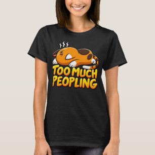 Camiseta Engraçado "Muitas Pessoas" Gato Introvertido Exaus
