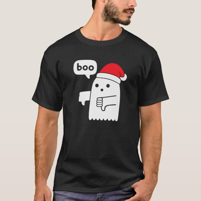 Camiseta Engraçado "Mumbs Down Ghost Screaming Boo" em papa (Frente)
