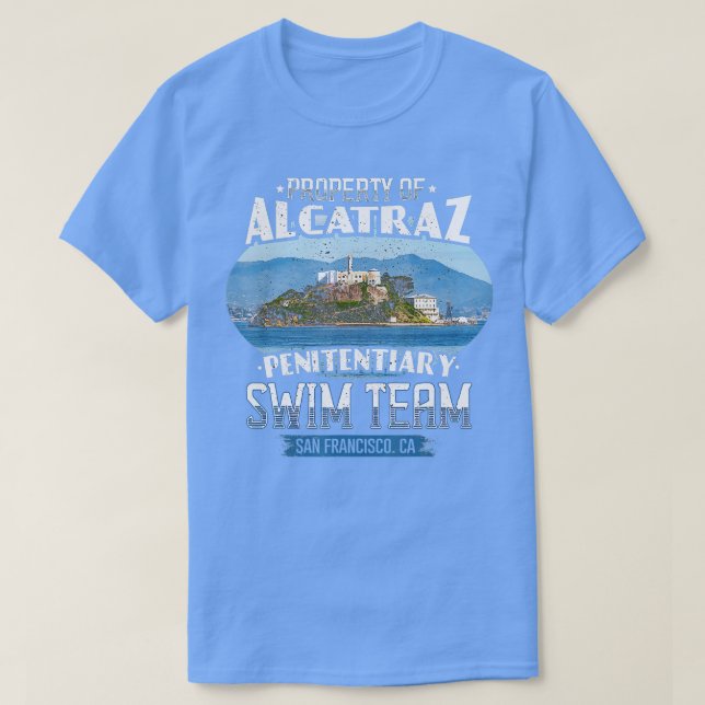 Camiseta Engraçado Nadação Alcatraz Equipe Tee (Frente do Design)