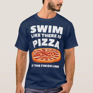 Camiseta Engraçado Nadação Pizza Amantes de Design Swimmer