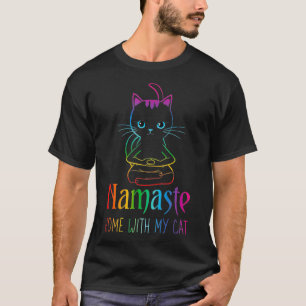 Camiseta Engraçado Namaste Home Com Meu Gatinho De Gato Nam