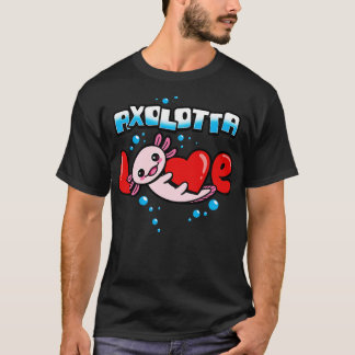 Camiseta Engraçado Namorados Kawaii Axolotl Amava Ax Cute