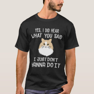 Camiseta Engraçado Não quer fazer comida norueguesa Gato 