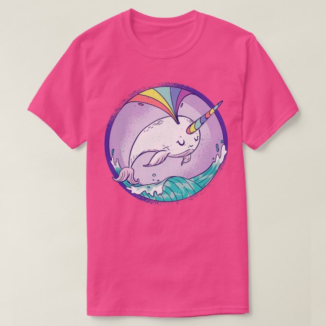 Camiseta Engraçado NARWHAL Lover DÁ Bonitos RAINBOW NARWHAL (Frente do Design)