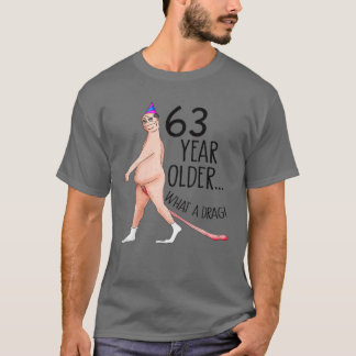 Camiseta Engraçado Nascer De Festa de aniversário De 63 Ano