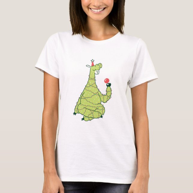 Camiseta Engraçado Natal Alpaca (Frente)