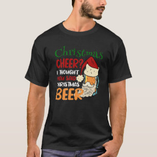 Camiseta Engraçado Natal Cheer Beer Mug No Chapéu De Papai 
