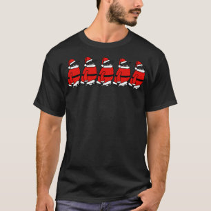 Camiseta Engraçado Natal Cinco Pinguins Papai Noel