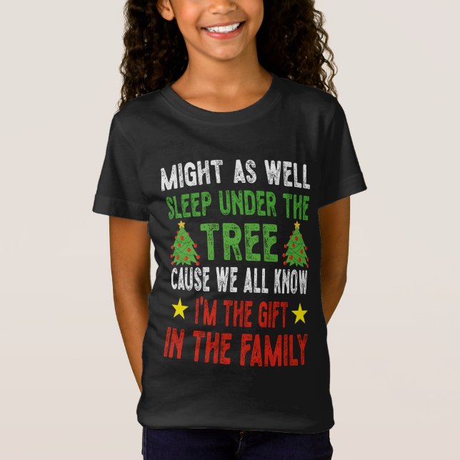 Camiseta Engraçado Natal Crianças de Natal Pijamas Meninas  (Frente)