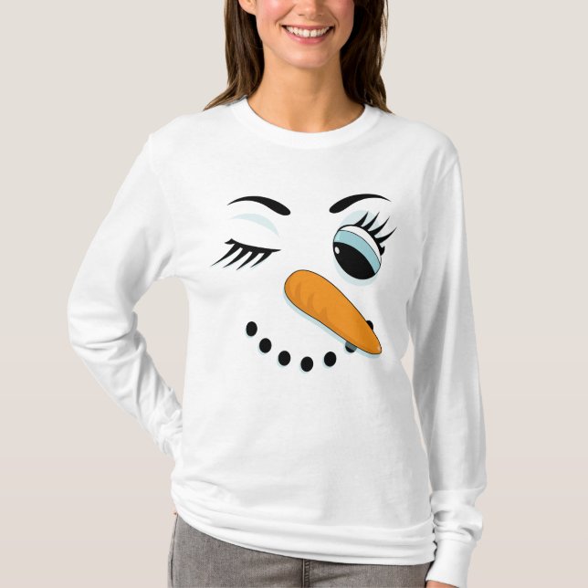 Camiseta Engraçado Natal da Mulher Neve (Frente)