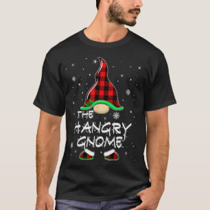 Camiseta Engraçado Natal da Xadrez Vermelha do Gnomo Hangry