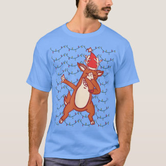 Camiseta Engraçado Natal Dabbing Reindeer Luzes de Natal