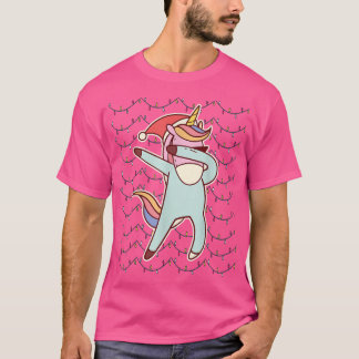 Camiseta Engraçado Natal Dabbing Unicorn Luzes de Natal 2