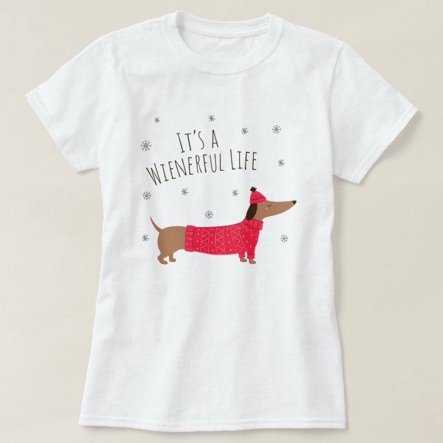 Camiseta Engraçado Natal Dachshund (Frente do Design)