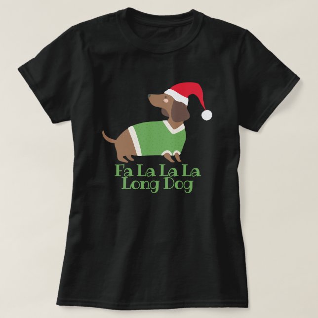 Camiseta Engraçado Natal Dachshund (Frente do Design)