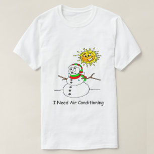 Camiseta Engraçado Natal Derretendo Snowman Precisa de AC