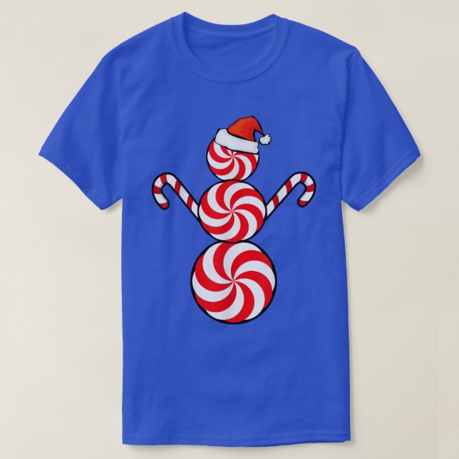 Camiseta Engraçado Natal é Peppermint Candy Snowman (Frente do Design)