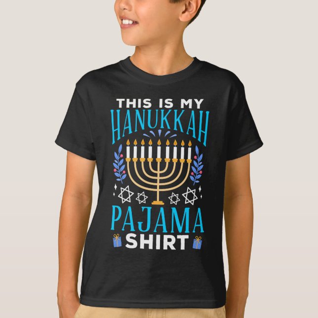 Camiseta Engraçado Natal Judeu Hanukkah Pajama (Frente)