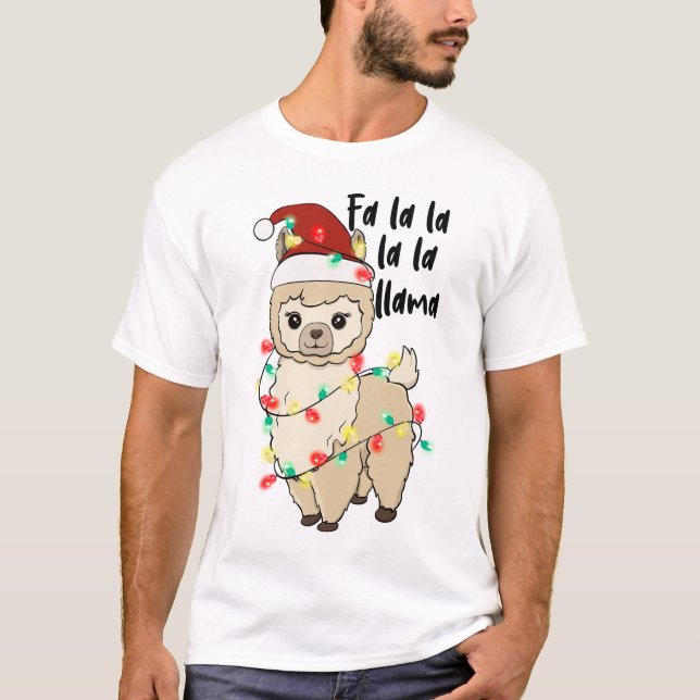 Camiseta Engraçado Natal Llama (Frente)