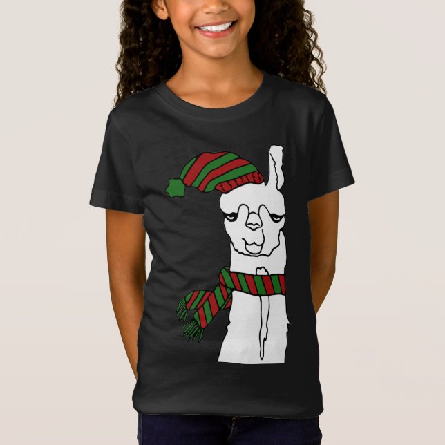 Camiseta Engraçado Natal Llama Cute Llama (Frente)