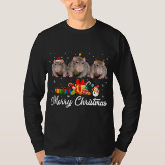 Camiseta Engraçado Natal Luz Xmas Pajama Rat Animal Lov