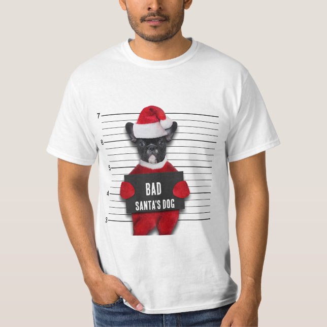 Camiseta Engraçado Natal Mugshot Papai noel Mau (Frente)