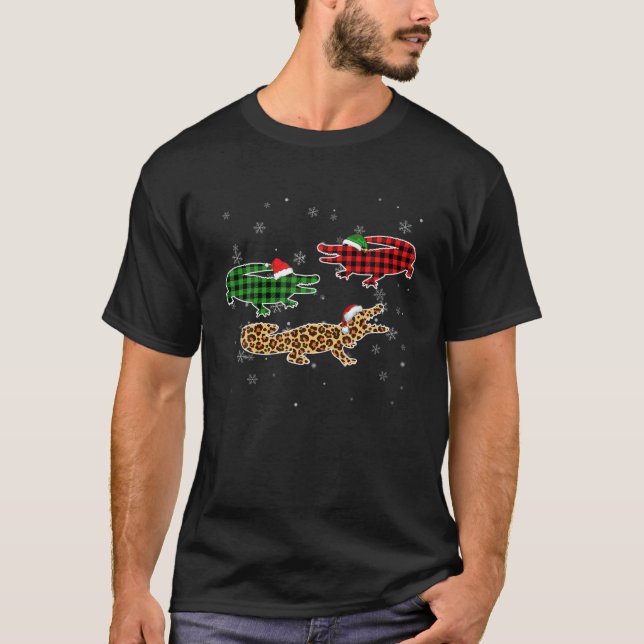 Camiseta Engraçado Natal Pajama Alligator Lover Xmas Árvore (Frente)