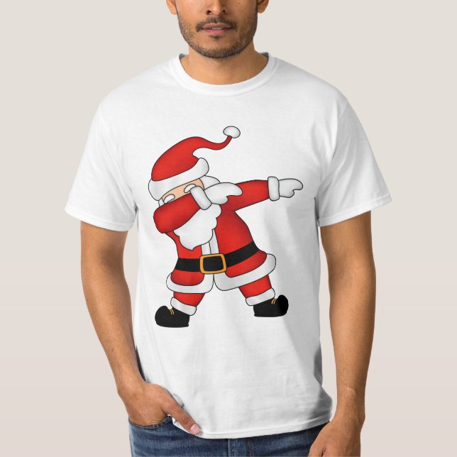 Camiseta Engraçado Natal Papai Noel Dabbing T-Shirt (Frente)