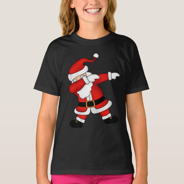 Camiseta Engraçado Natal Papai Noel Dabbing T-Shirt (Frente)