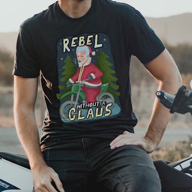 Camiseta Engraçado Natal Papai Noel Humor Moto Rebel (Criador carregado)