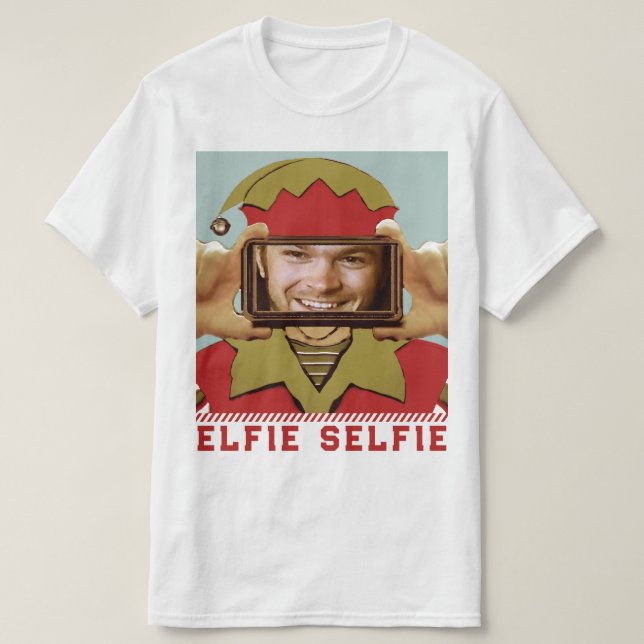 Camiseta Engraçado Natal Selfie (Frente do Design)