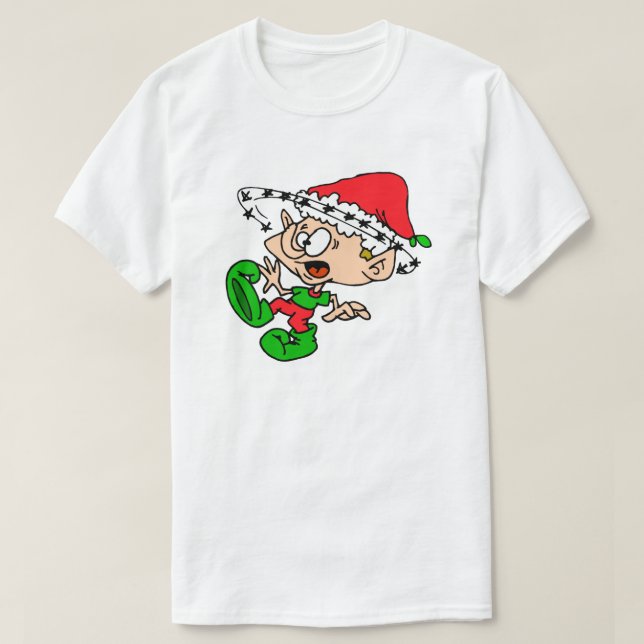Camiseta Engraçado Natal Sobrecarregado Elf Feriado Natal H (Frente do Design)