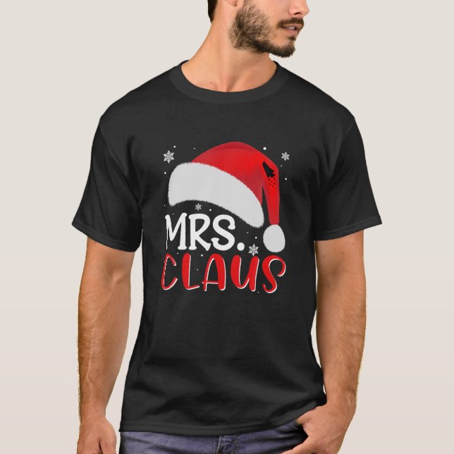 Camiseta Engraçado Natal Sra. Claus, Papai noel de chapéu b (Frente)