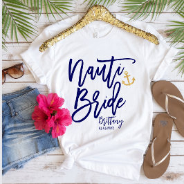 Camiseta Engraçado Nauti Bride Blue Modern Calliografia