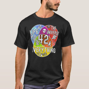 Camiseta Engraçado Nerdy Significado da Vida 42 Venn Diagra