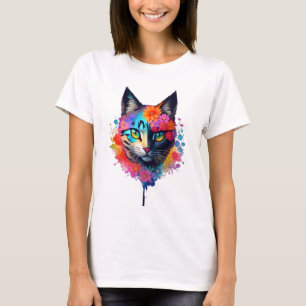 Camiseta Engraçado Ninja Flower Gatinho Love
