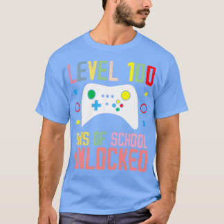 Camiseta Engraçado Nível 100 Dias De Escola Desbloqueado 10
