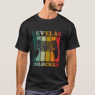 Camiseta Engraçado Nível 40 Gift Men Desbloqueados Bday Gam