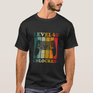 Camiseta Engraçado Nível 40 Gift Men Desbloqueados Bday Gam